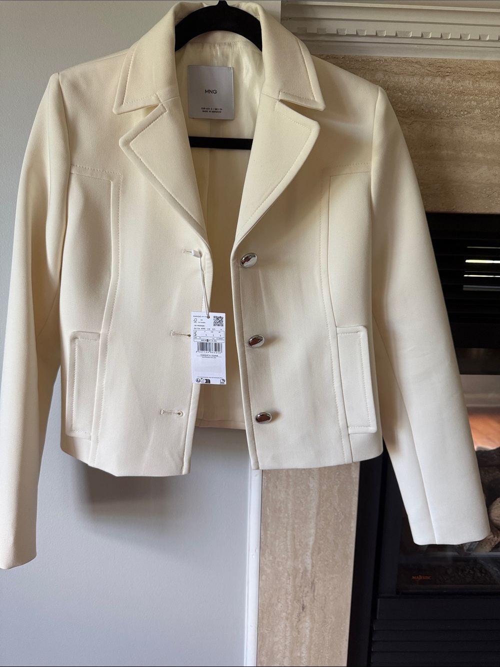 Mango Cream Cropped Tailored Blazer NWT